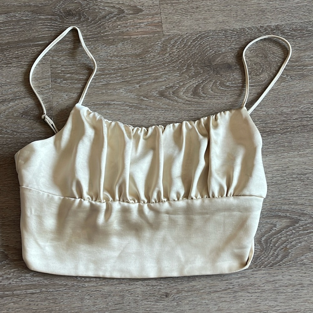 Gold/ silk like crop top